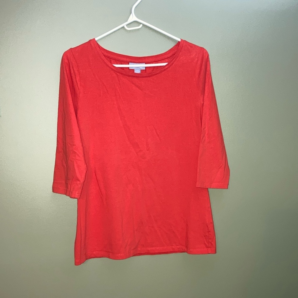 Jana Orange Fitted Long Sleeve Blouse